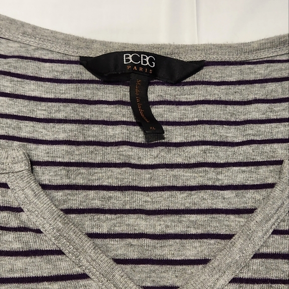 BCBG Paris Striped Henley Top - Picture 2 of 5